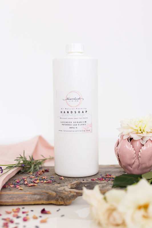 Refill Lavender, geranium, patchouli and clove Foaming Hand Soap - Lotus Natural Living 